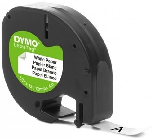 CINTA ROTULAR LETRATAG PAPEL 12MMX4M NG/BL DYMO