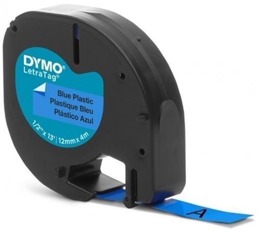 CINTA ROTULAR LETRATAG PLASTICO 12MMX4M NG/AZ DYMO