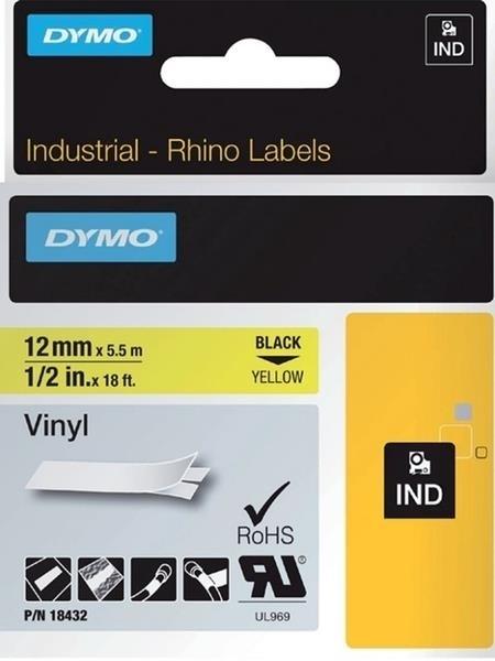 CINTA ROTULAR RHINOPRO VINILO 12MMX5.5M NEGRO/AMARILLO DYMO