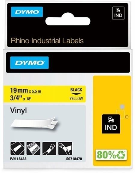 CINTA ROTULAR RHINOPRO VINILO 19 MMX5.5M  NEGRO/NARANJA DYMO