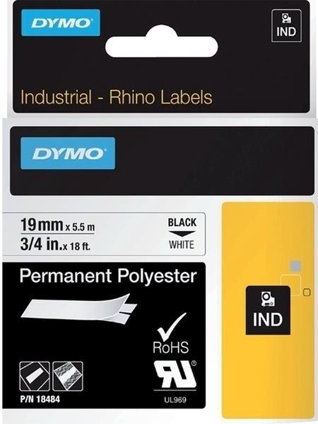 CINTA ROTULAR RHINOPRO POLYESTER 19MMX5.5M NEGRO/BLANCO DYMO