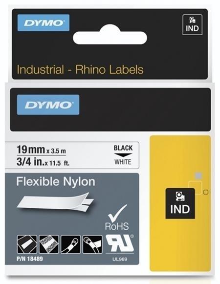 CINTA ROTULAR RHINOPRO NYLON 19MMX5.5M NEGRO/BLANCO DYMO