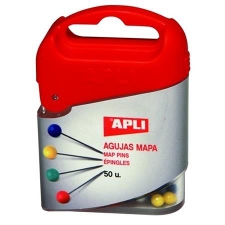 AGUJAS DE MAPAS SEÑALIZADORES REDONDAS CJ.50UD. SURTIDOS APLI