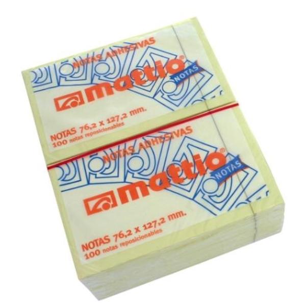 NOTAS ADHESIVAS 76X127 AMARILLO 100H. MATTIO