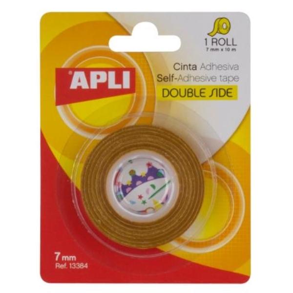 CINTA ADHESIVA DOBLE CARA TRANSPARENTE 7MM. X 10M. APLI