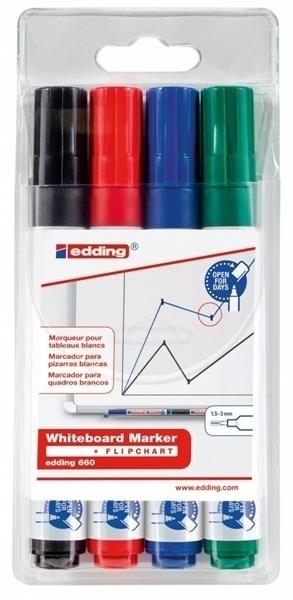 ROTULADOR PIZARRA ESTUCHE 4 EDDING 660 PTA.CONICA 1,5-3MM