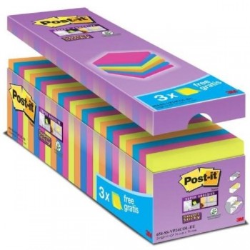 NOTAS ADHESIVAS POST-IT  SUPERSTICKY PACK AHORRO 21+3 BLOCS GRATIS 76x76MM (70005281897)