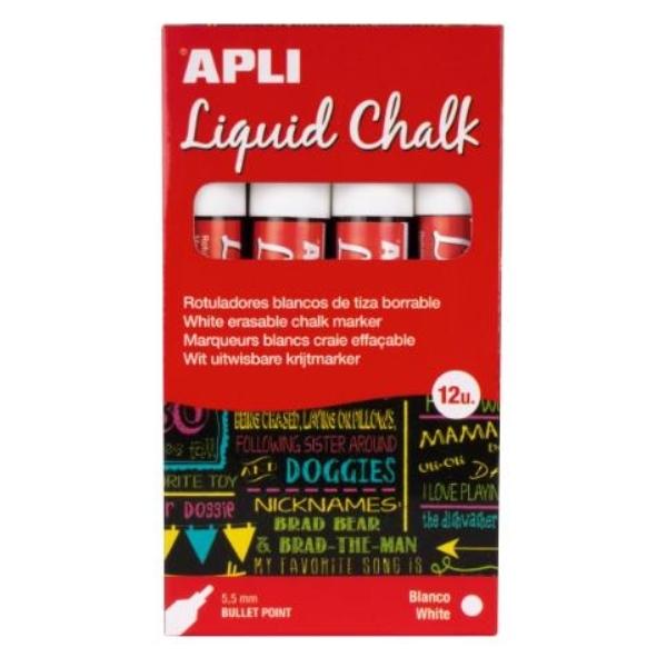 ROTULADOR TIZA LIQUIDA PTA.REDONDA 5,5MM BLANCO LIQUID CHALK APLI