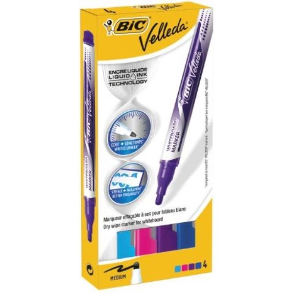ROTULADORES PIZARRA VELLEDA POCKET BLISTER 4 VERDE/ROSA/MORADO/AZUL CLARO TINTA LIQUIDA