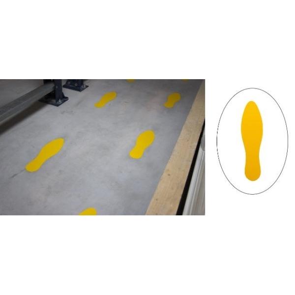 SIMBOLOS ADHESIVOS FORMA HUELLAS MARCAJE SUELOS AMARILLO TARIFOLD
