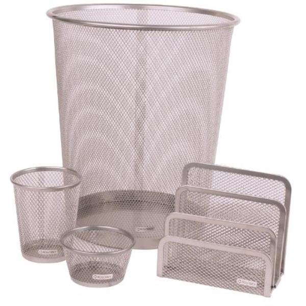 CONJUNTO SOBREMESA MESH DESK METAL GRIS PLATA ROLODEX