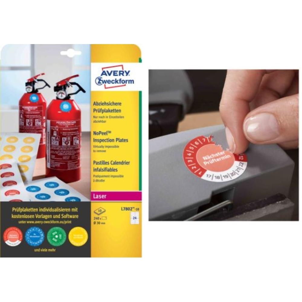 ETIQUETAS ESPECIALES DE INSPECCION 30 MM 2400UD AVERY