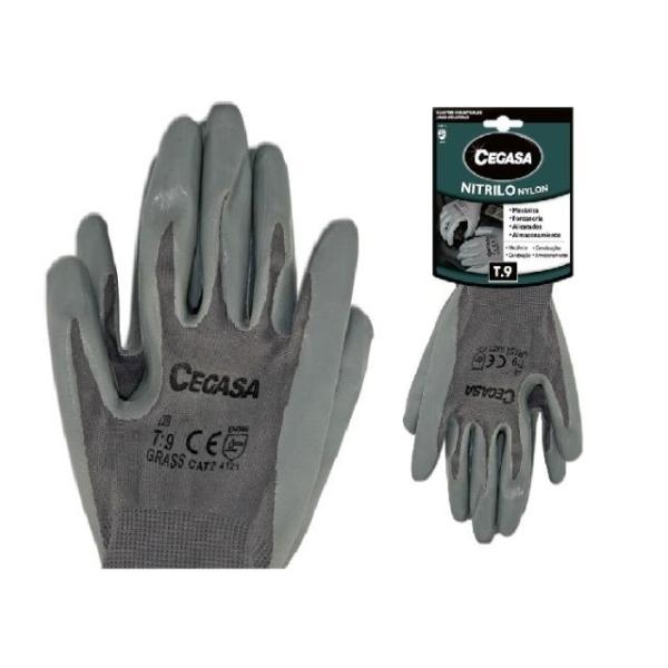 GUANTES DE TRABAJO NITRILO GRIS NYLON CEGASA