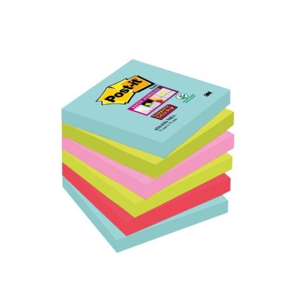 NOTAS ADHESIVAS POST-IT SUPERSTICKY MIAMI 6 BLOCS 76x76MM  70005291227
