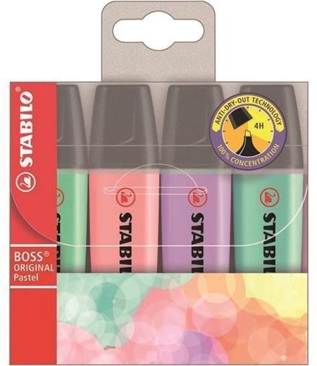 ROTULADORES FLUORESCENTE STABILO BOSS PASTEL ESTUCHE 4UDS SURTIDOS