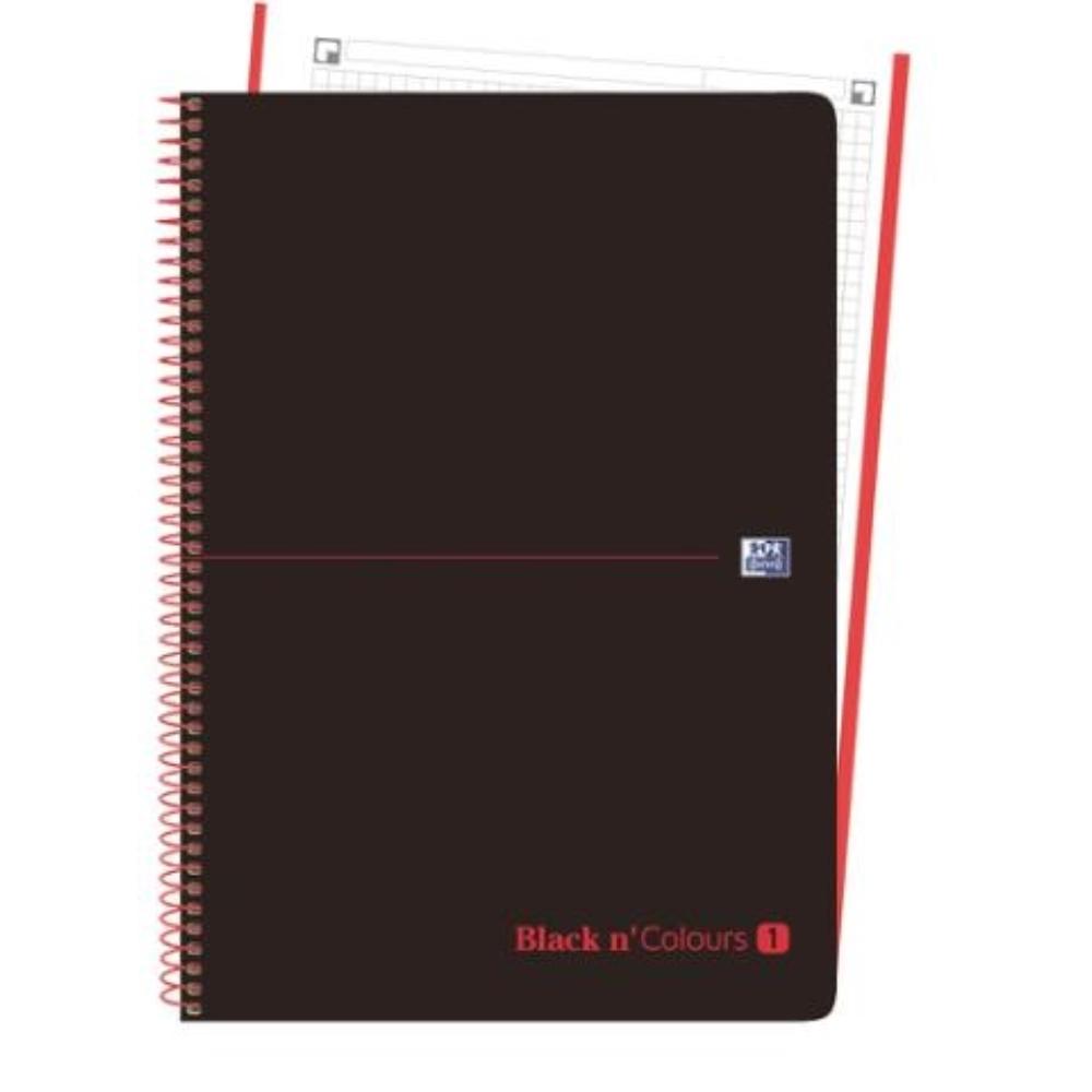 CUADERNO MICROPERFORADO EBOOK 1 MICROP A4+ 80H C/5 T.PLASTICO NG BLACK'N COLORS ROJO OXFORD