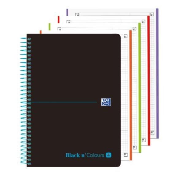 CUADERNO MICROPERFORADO EBOOK 4 A5+ 120H C/5 T.PLASTICO NG BLACK'N COLORS TURQUESA OXFORD