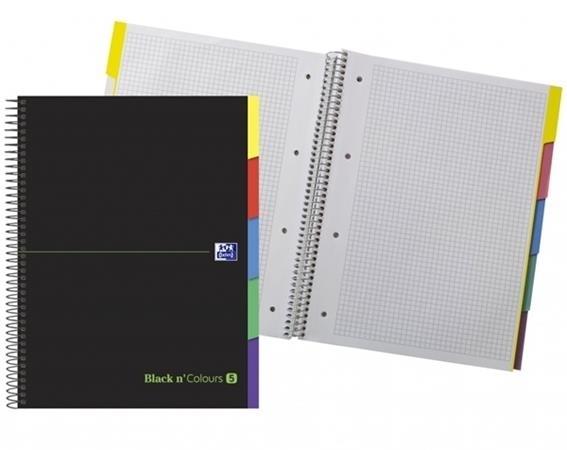 CUADERNO MICROPERFORADO EBOOK 5 A4+ 100HJ C/5 T.EXTRADURA 5 PESTAÑAS NG BLACK'N COLORS VERDE OXFORD