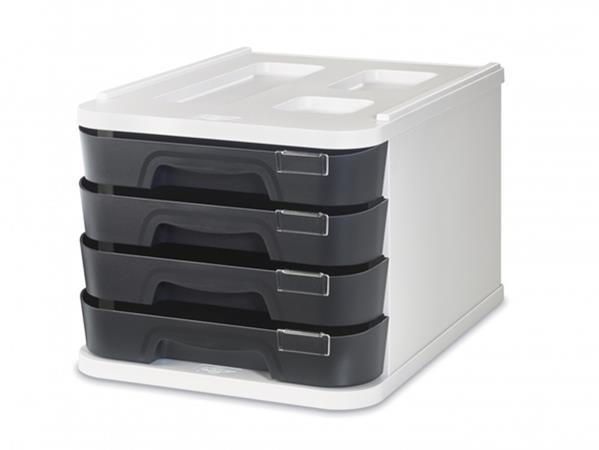 MODULO DE 4 CAJONES APILABLE GR/CAJONES NG 285X375X230MM FAIBO