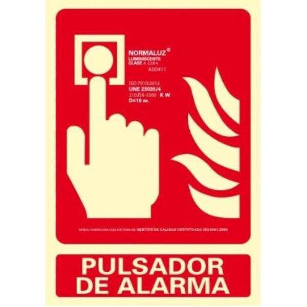 PLACA NORMALIZADA PVC PULSADOR DE ALARMA 210X300 ARCHIVO 2000