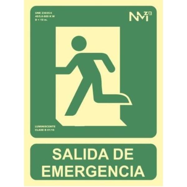 PLACA NORMALIZADA PVC SALIDA DE EMERGENCIA 224X300 ARCHIVO 2001