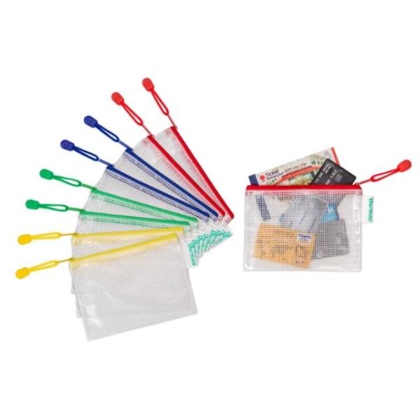 BOLSA PVC CREMALLERA SURTIDO TAMAÑO CHEQUE APAISADO - PACK 8 UDS