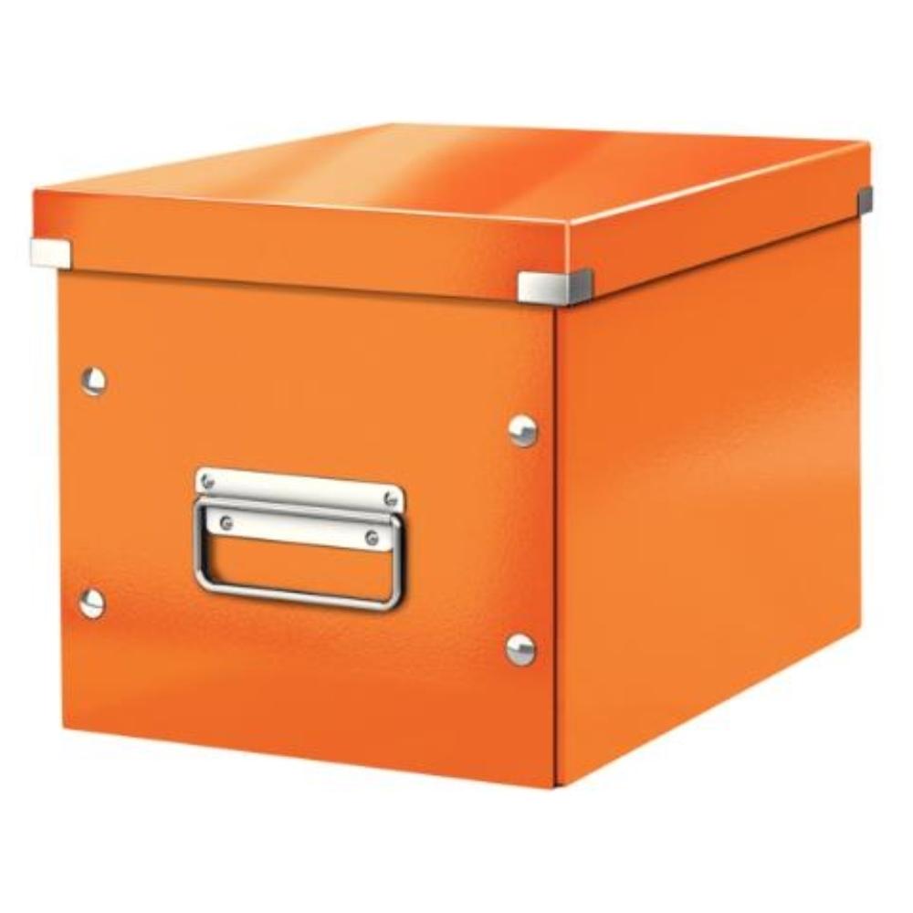 CAJA MONTABLE CLICK&STORE MEDIANA FORMA CUBO NARANJA LEITZ