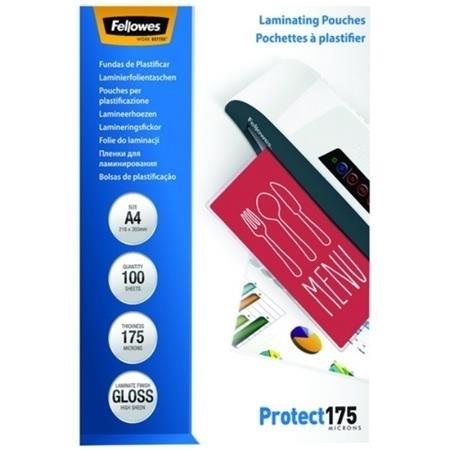 FUNDAS PLASTIFICAR 175 MICRAS BRILLO A4  (CJ.100) FELLOWES