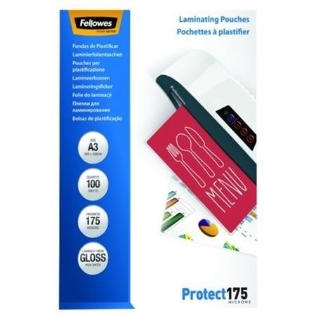 FUNDAS PLASTIFICAR 175 MICRAS BRILLO A3  (CJ.100) FELLOWES