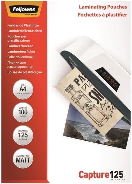 FUNDAS PLASTIFICAR 125 MICRAS MATE A4  (CJ.100) FELLOWES