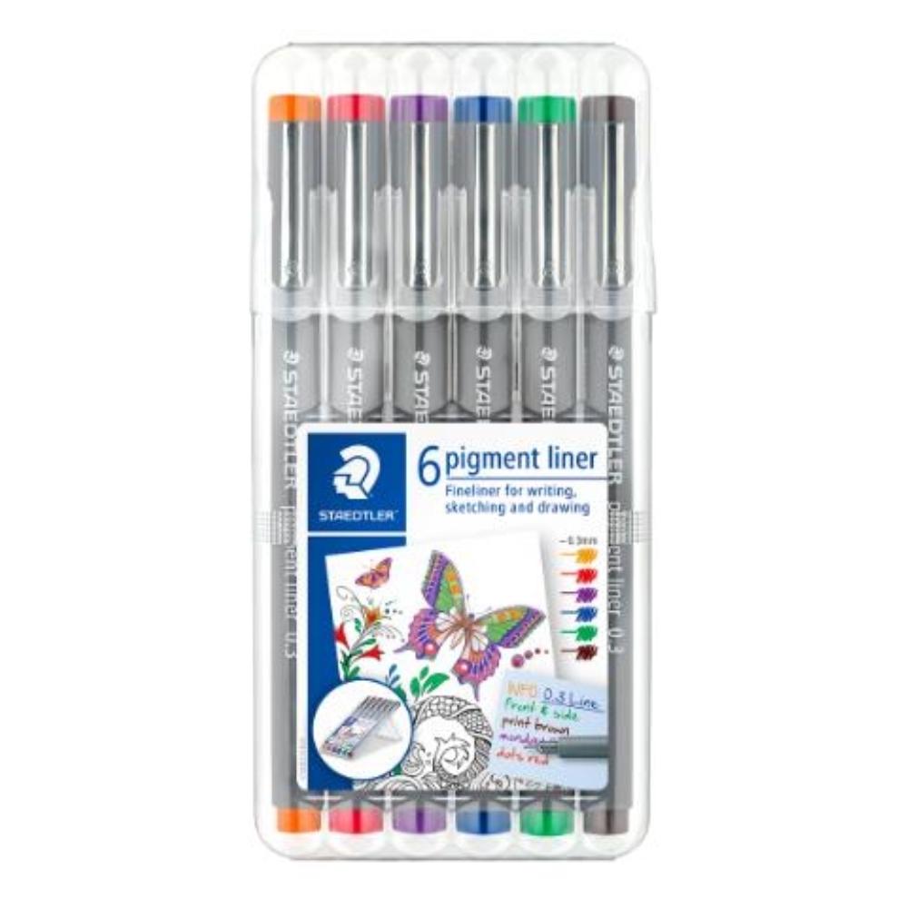 ROTULADORES CALIBRADOS COLORES 0,3MM PIGMENT LINER 6 U SURTIDOS STAEDTLER