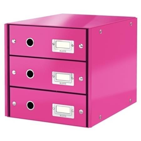 MODULO CARTON 3 CAJONES FUCSIA CLICK&STORE LEITZ