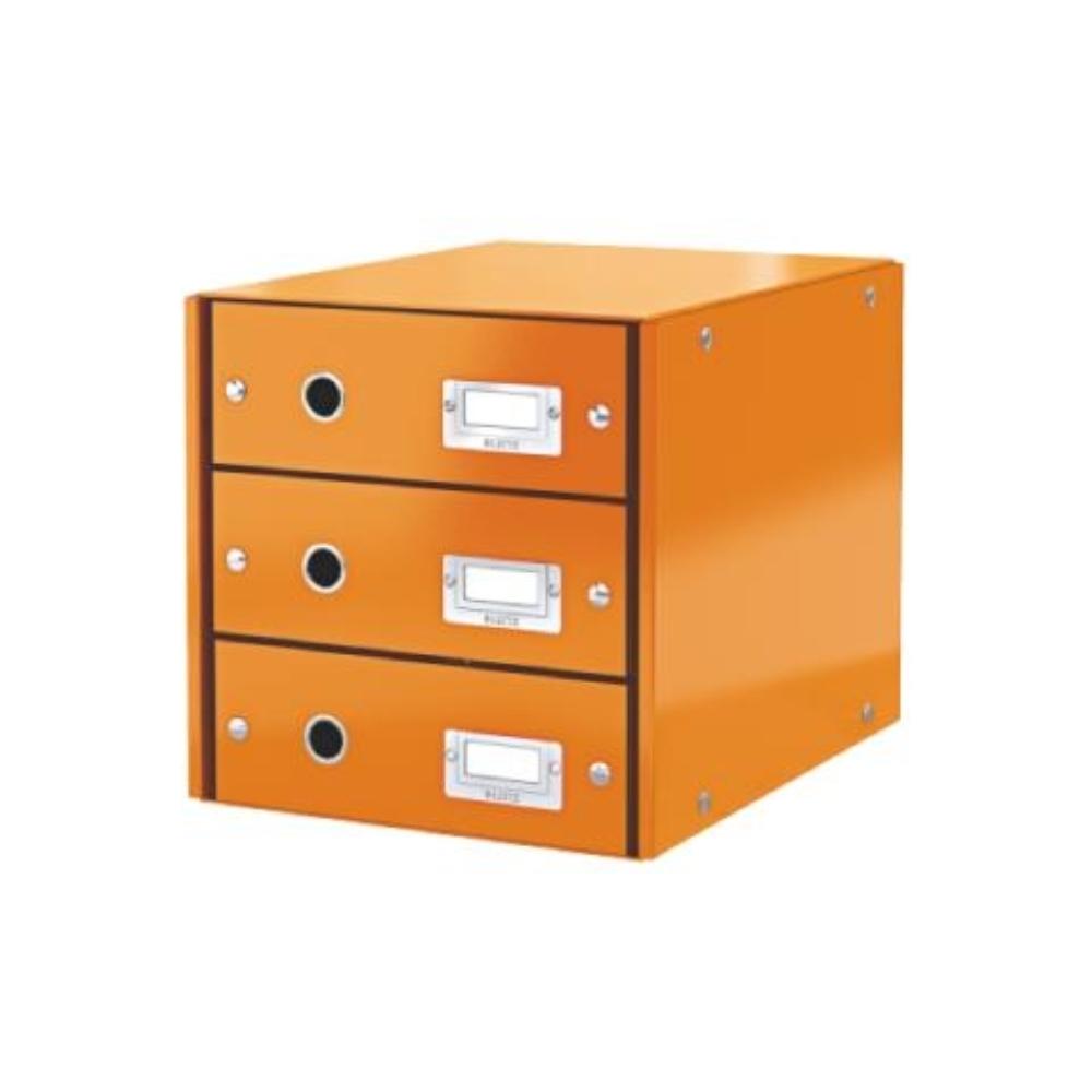 MODULO CARTON 3 CAJONES NARANJA CLICK&STORE LEITZ