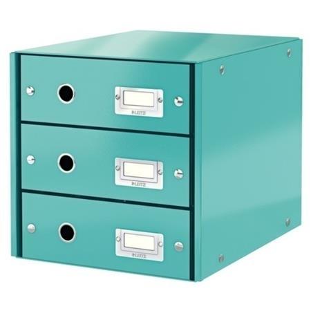 MODULO CARTON 3 CAJONES TURQUESA CLICK&STORE LEITZ