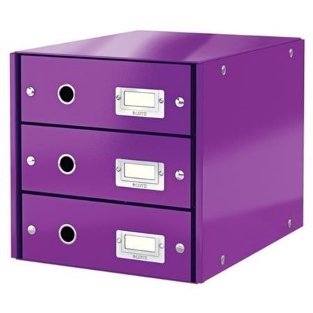 MODULO CARTON 3 CAJONES VIOLETA CLICK&STORE LEITZ