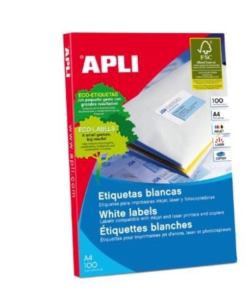 ETIQ. INK/LAS/FOT A4 38X21,2 CJ.100H. CAN. RECTOS 6500U APLI