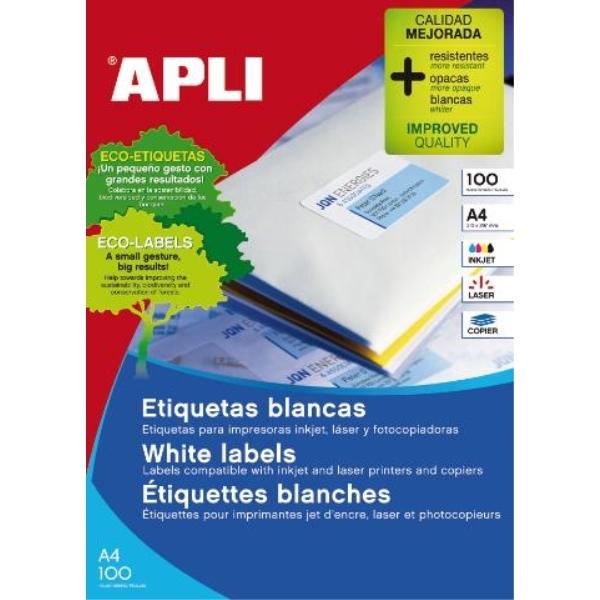 ETIQUETAS A4 C.ROMOS 63,5x38,1 100H. 2100U APLI