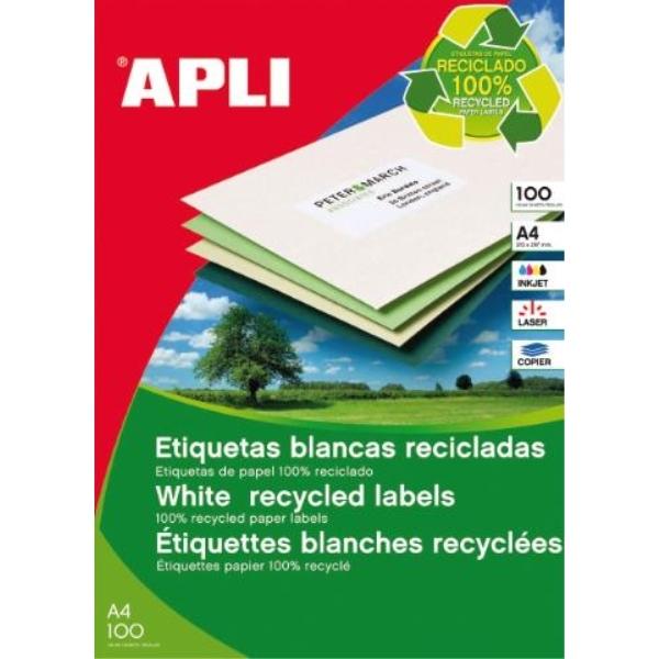 ETIQUETAS A4 RECICLADAS 70x35 100H. 2400U APLI
