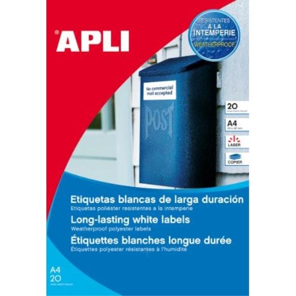 ETIQUETAS POLIESTER PLATA A4 PLATA 45,7X21,2 CANTOS ROMOS 20H. 960U APLI