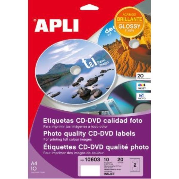 ETIQUETAS CD/DVD REMOVIBLE BLANCA 114  MATE 25H. 50U APLI
