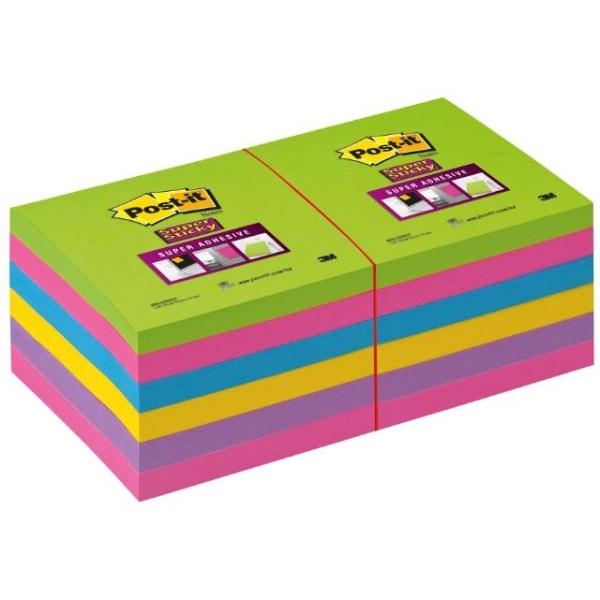 NOTAS ADHESIVAS POST-IT  SUPERSTICKY NEON 90H 76x76MM (70005252062)