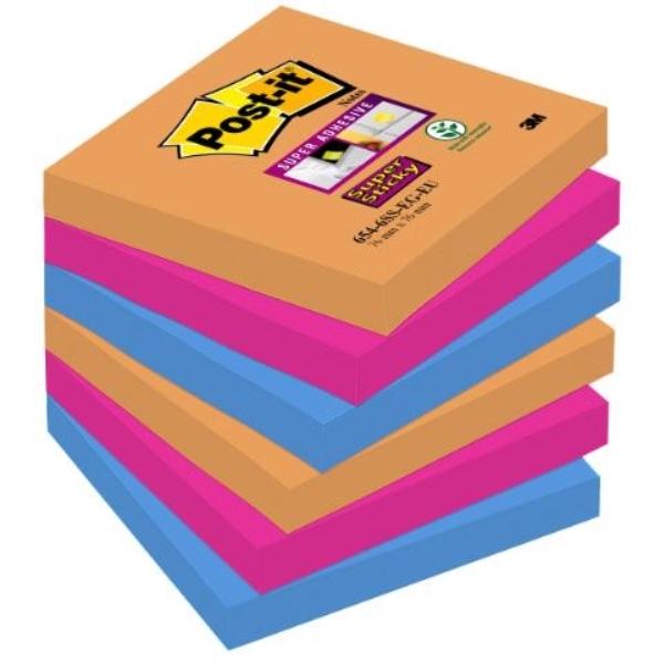 NOTAS ADHESIVAS POST-IT  SUPERSTICKY 6 BLOCS BANGKOK 90H 76x76MM (XA004835980)