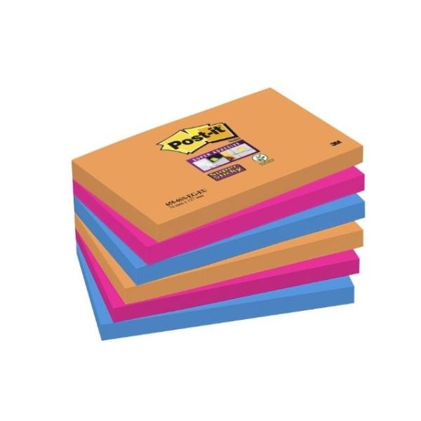NOTAS ADHESIVAS POST-IT  SUPERSTICKY 6 BLOCS BANGKOK 90H 76x127MM (70005253300)