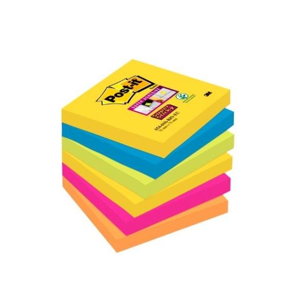 NOTAS ADHESIVAS POST-IT  SUPERSTICKY 6 BLOCS RIO JANEIRO 90H 76x76MM (70005250264)