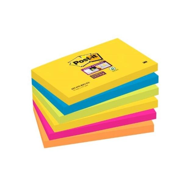 NOTAS ADHESIVAS POST-IT  SUPERSTICKY 6 BLOCS RIO JANEIRO 90H 76x127MM  (70005251320)