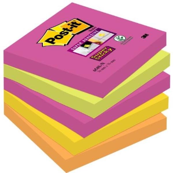 NOTAS ADHESIVAS POST-IT  SUPERSTICKY 5 BLOCS NEON CAPE TOWN 90H 76x76MM (70005280360)