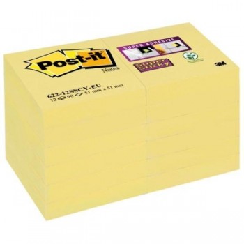 NOTAS ADHESIVAS POST-IT  SUPERSTICKY AMARILLO 12 BLOCS 90H 47,6x47,6MM (70005258978)
