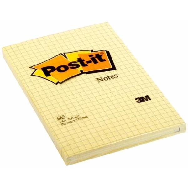 NOTAS ADHESIVAS POST-IT  XL AMARILLO CUADRICULA 100H 102x152MM (FT510010638)