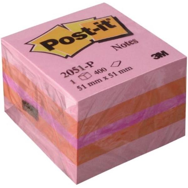 NOTAS ADHESIVAS POST-IT  MINICUBO ROSA 400H 51x51MM (FT510091737)