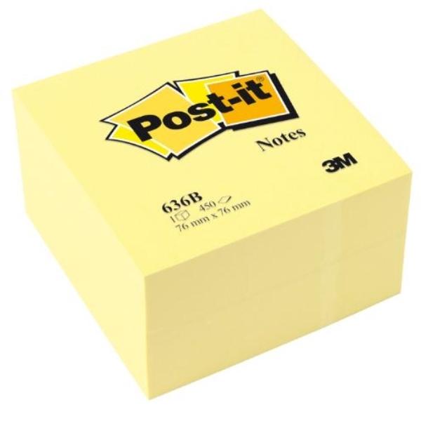 NOTAS ADHESIVAS POST-IT  CUBO AMARILLO 450H 76x76MM (FT510018763)